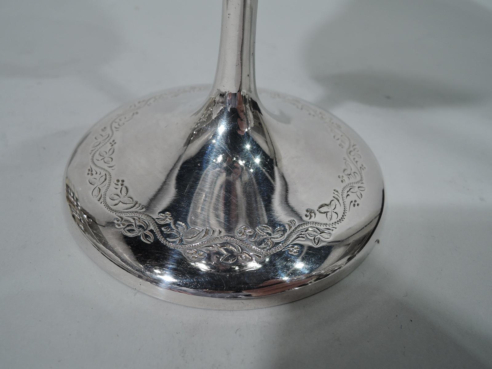 Late 19th Century Antique English Sterling Silver Goblet with Romantic Hearts