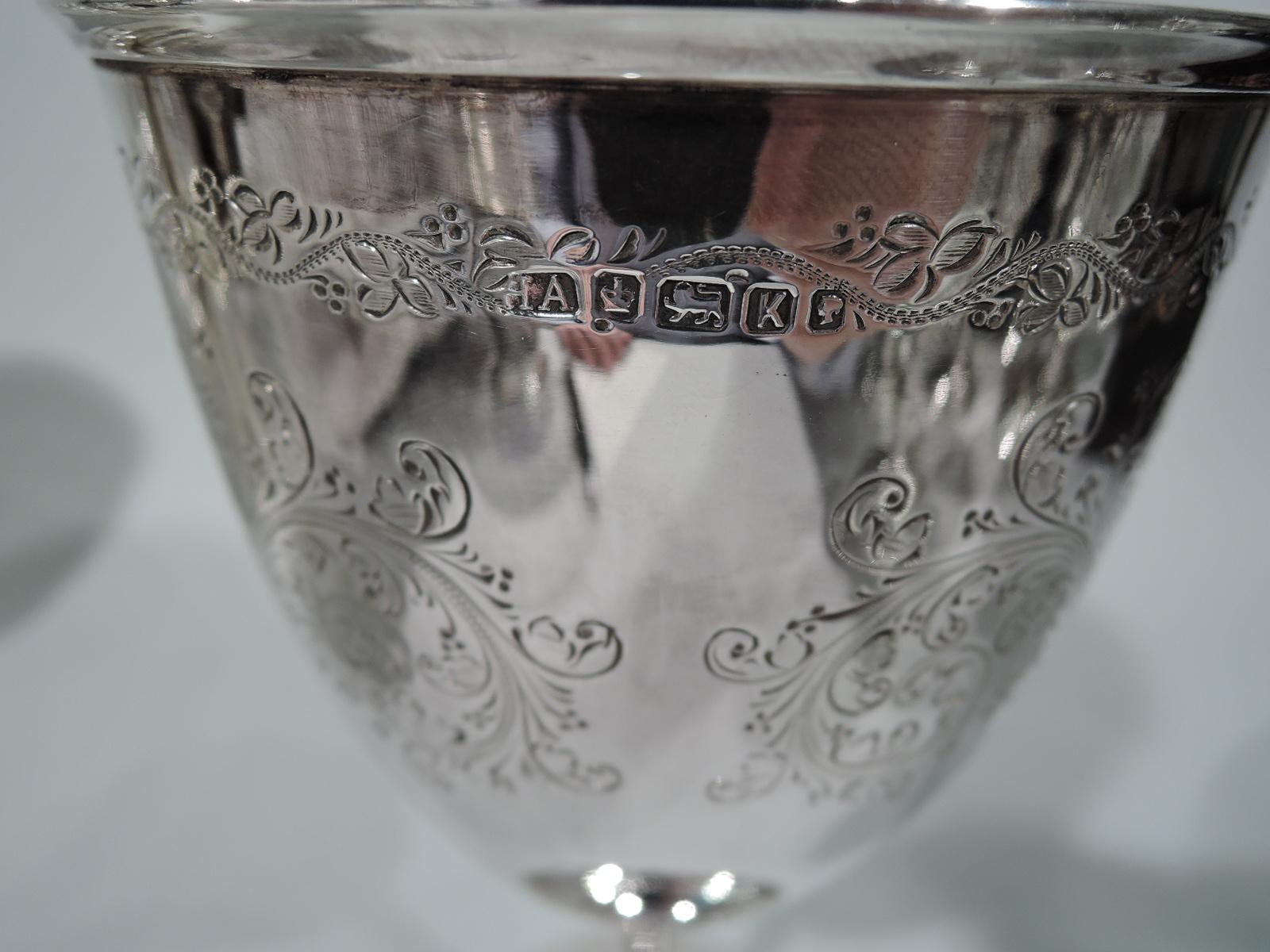 Antique English Sterling Silver Goblet with Romantic Hearts 1