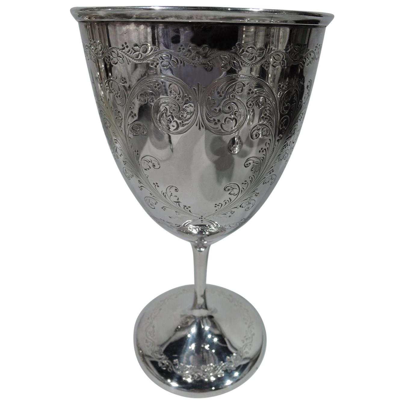 Antique English Sterling Silver Goblet with Romantic Hearts