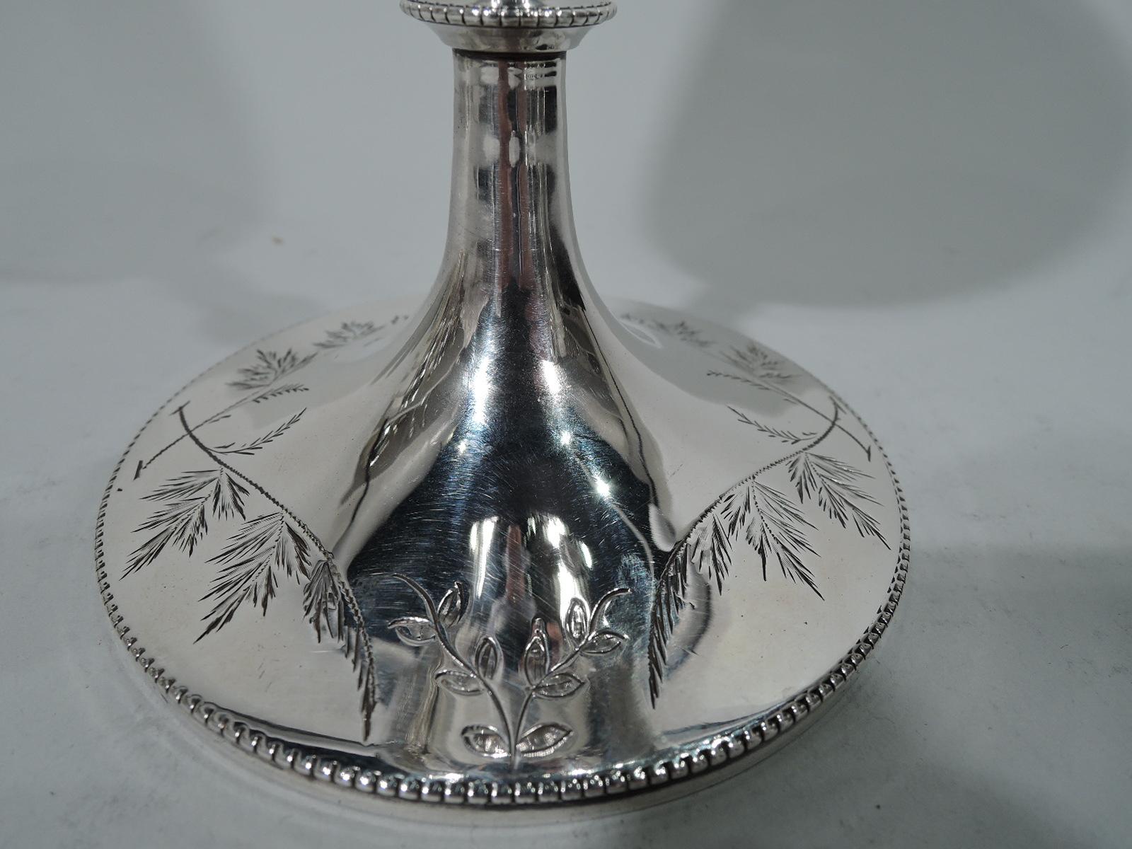 Antique English Sterling Silver Goblet with Sweeping Foliage In Excellent Condition In New York, NY