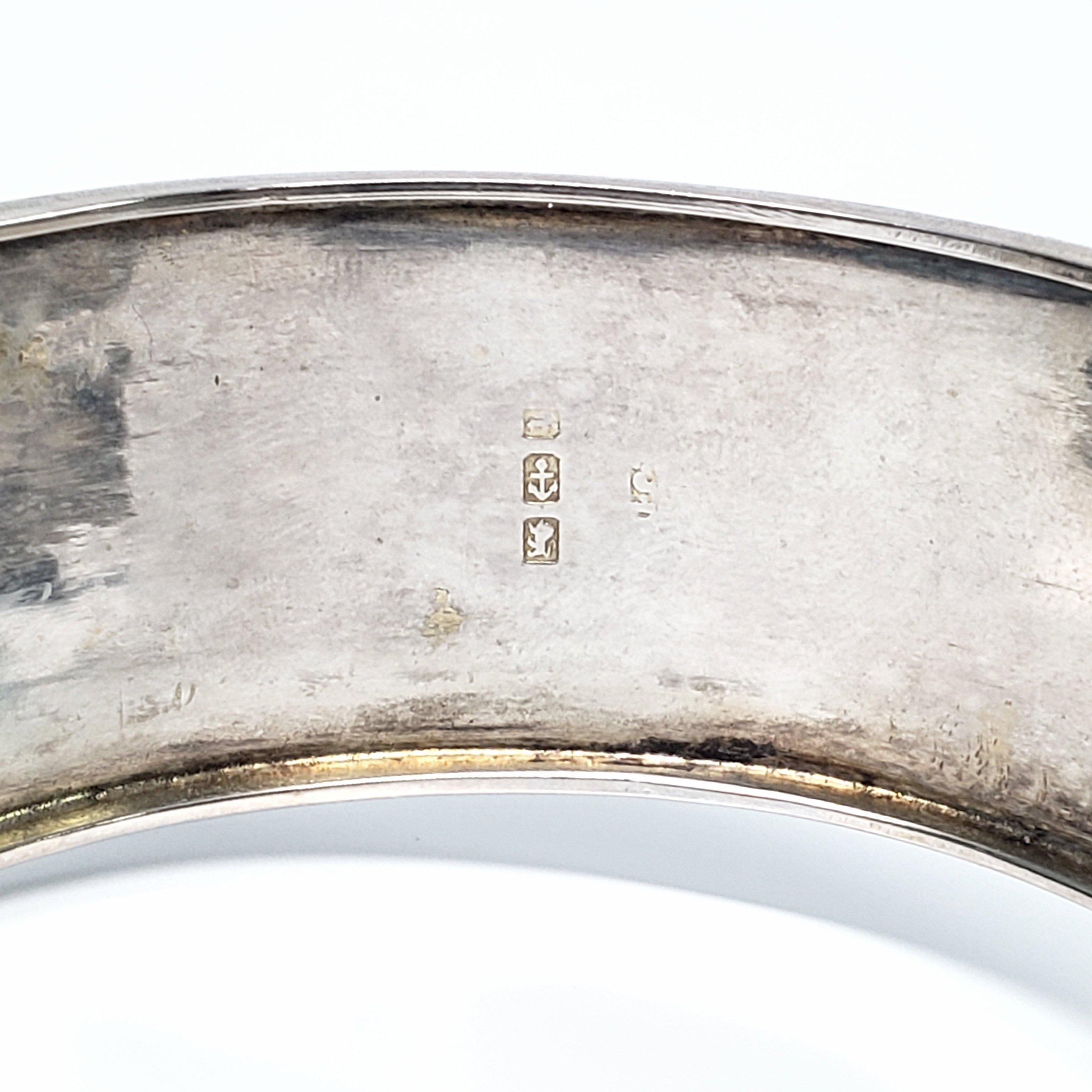 Antique English Sterling Silver Hand Etched Buckle Bracelet 4