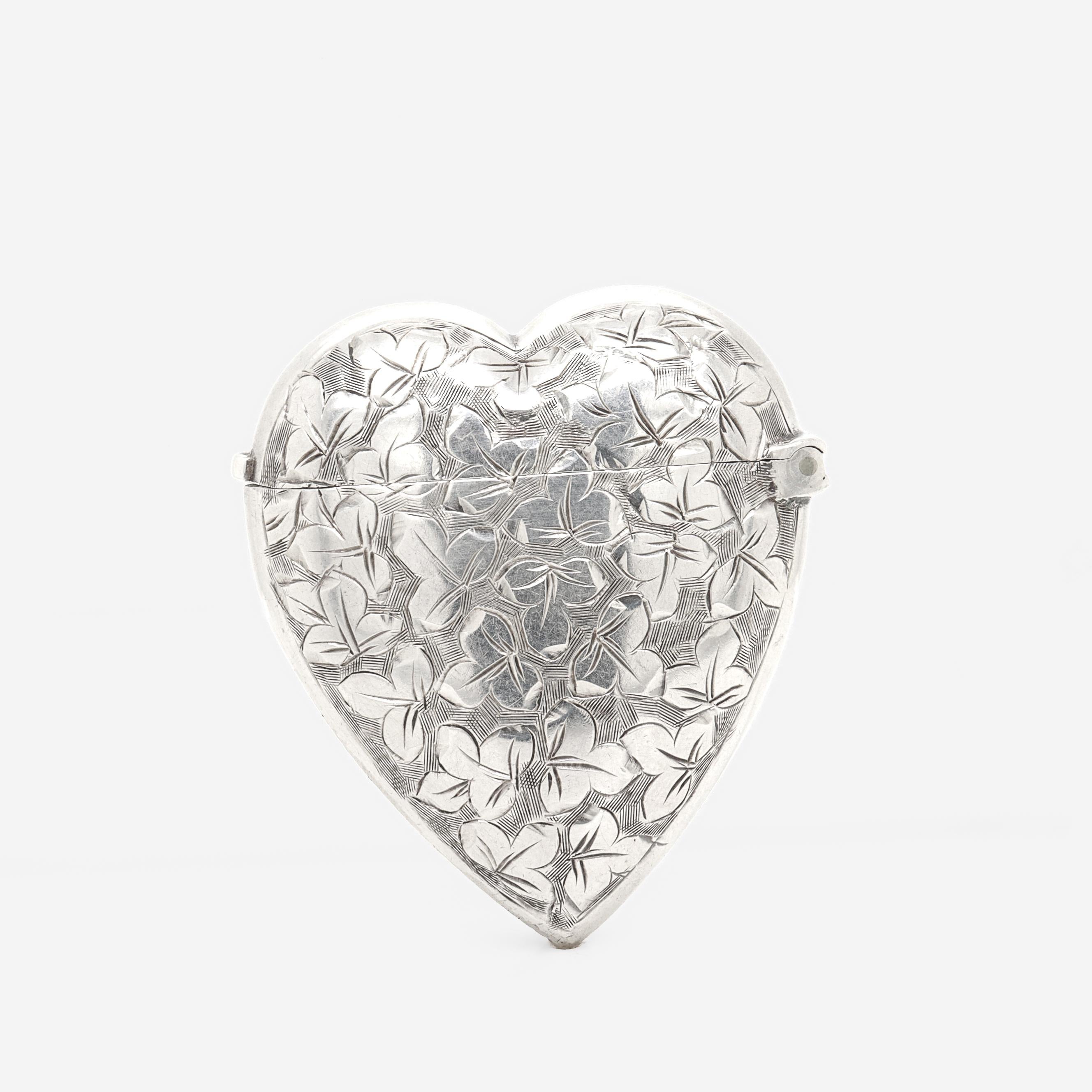 Women's or Men's Antique English Sterling Silver Heart Match Safe / Vesta by William Hair Haseler For Sale
