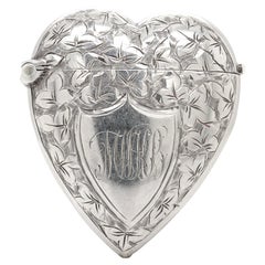 Antique English Sterling Silver Heart Match Safe / Vesta by William Hair Haseler