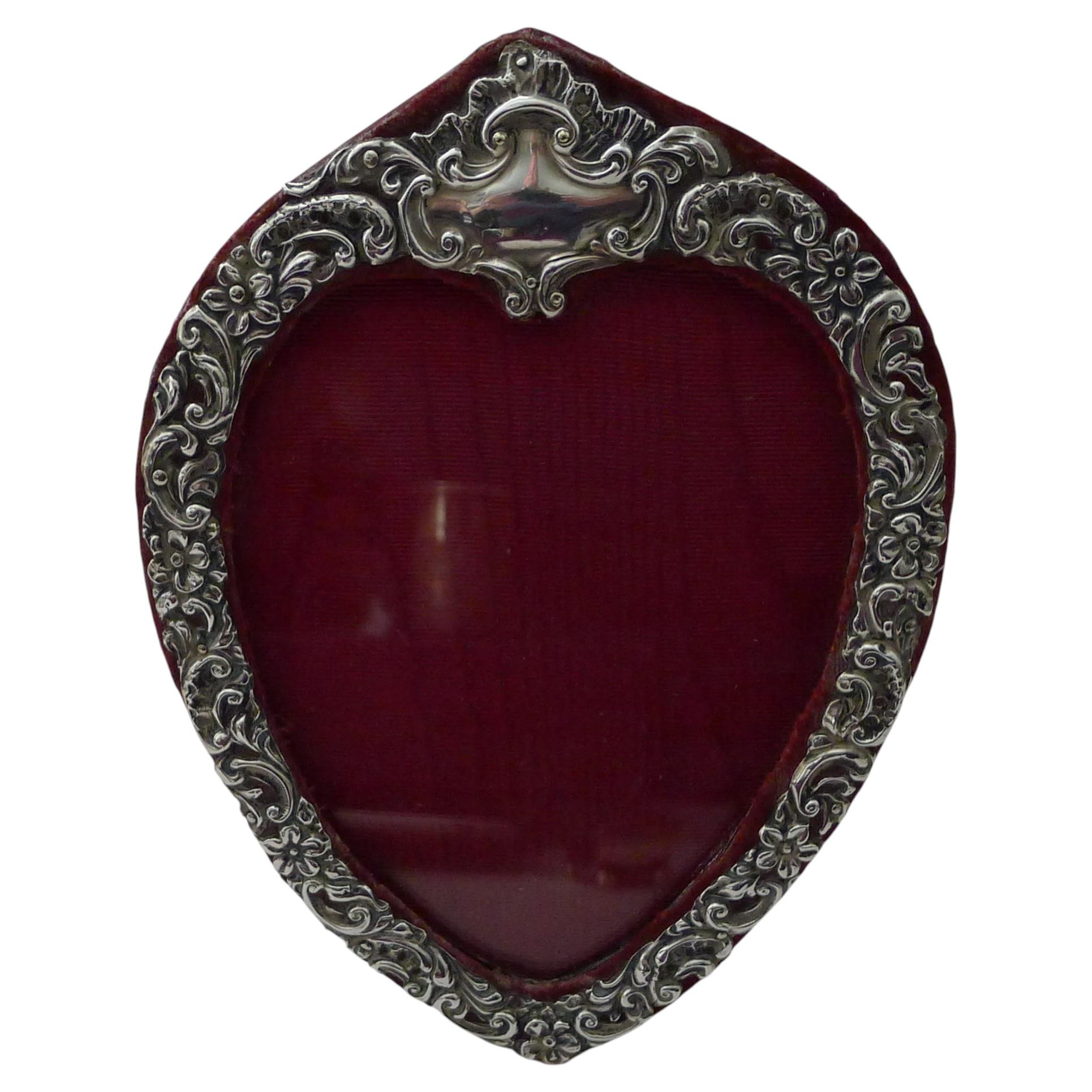 Antique English Sterling Silver Heart Picture Frame - 1902
