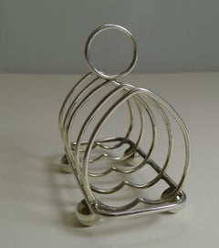 Antique English Sterling Silver Heart Toast Rack, 1912 by Walker and Hall