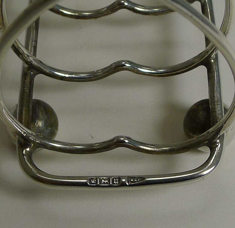 Antique English Sterling Silver Heart Toast Rack, 1912 by Walker and Hall 1