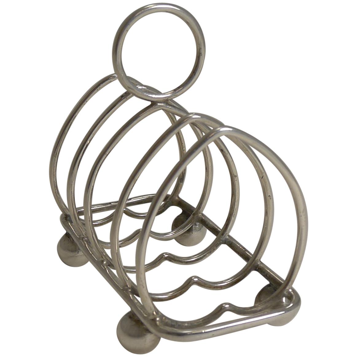 Antique English Sterling Silver Heart Toast Rack, 1912 by Walker and Hall