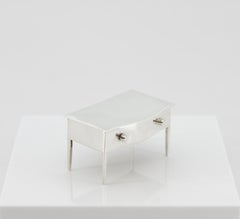 Antique English Sterling Silver Hinged Box In The Form Of A Table 1909