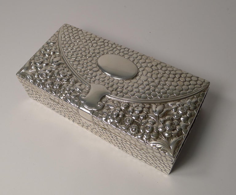Antique English Sterling Silver Jewelry Box, 1893 at 1stDibs