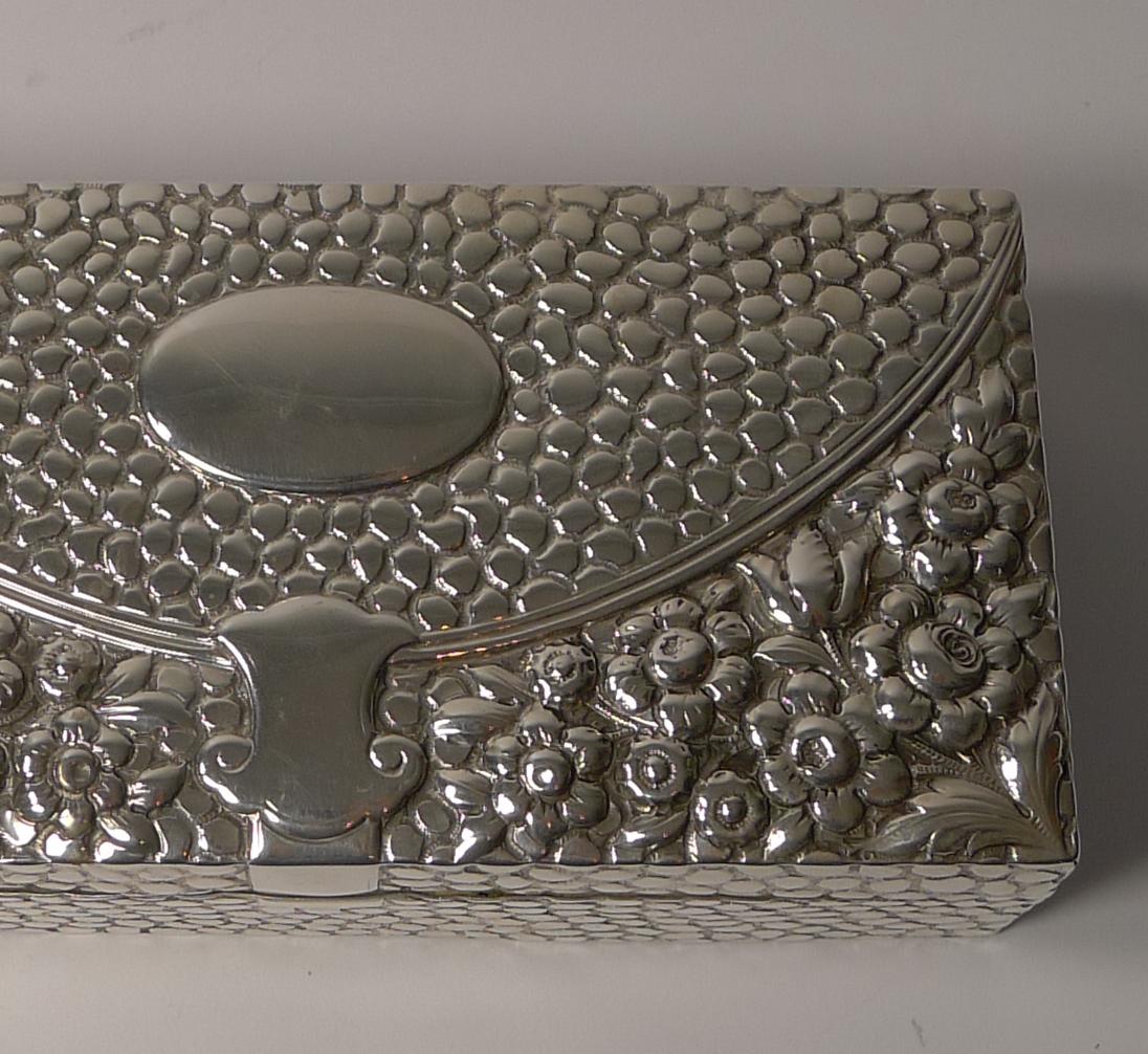 Antique English Sterling Silver Jewelry Box, 1893 1