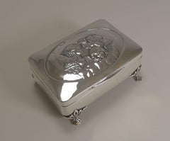 Antique English Sterling Silver Jewelry Box Cherubs / Angels