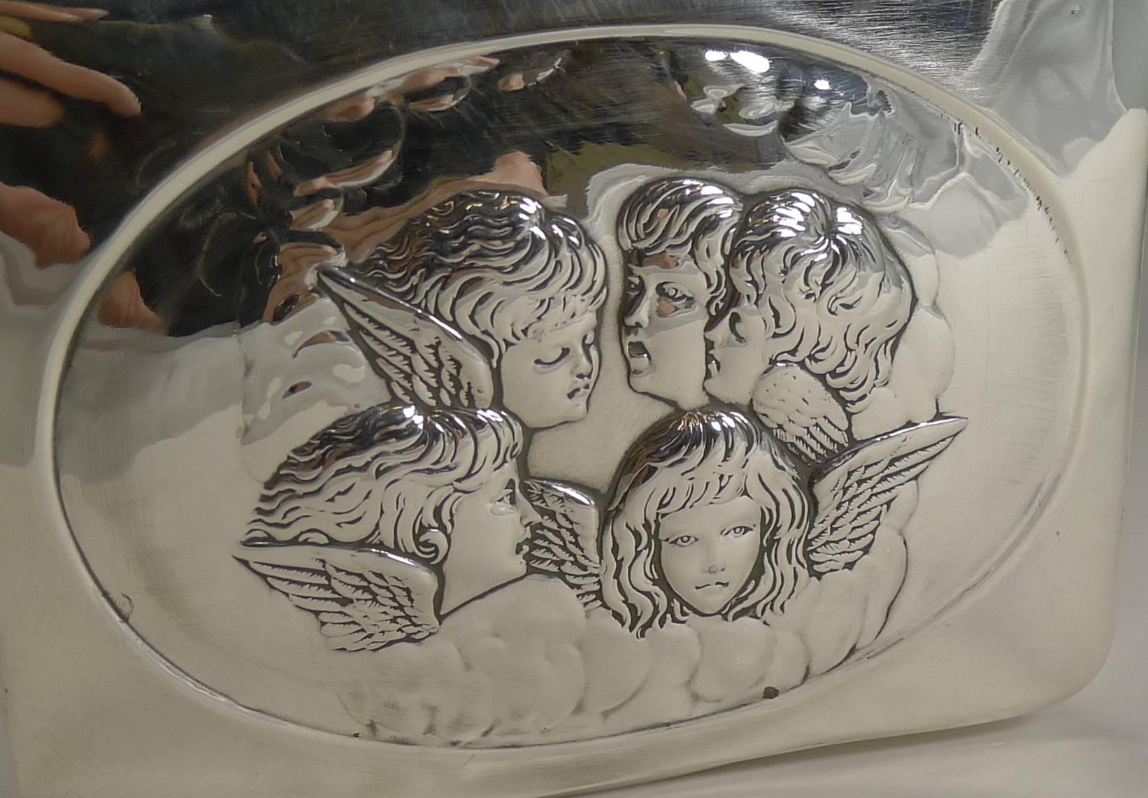 Antique English Sterling Silver Jewelry Box Cherubs / Angels In Excellent Condition In Bath, GB