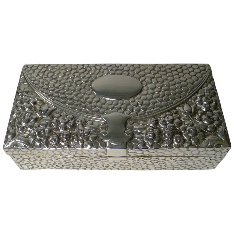 Antique English Sterling Silver Jewelry Box, 1893 at 1stDibs