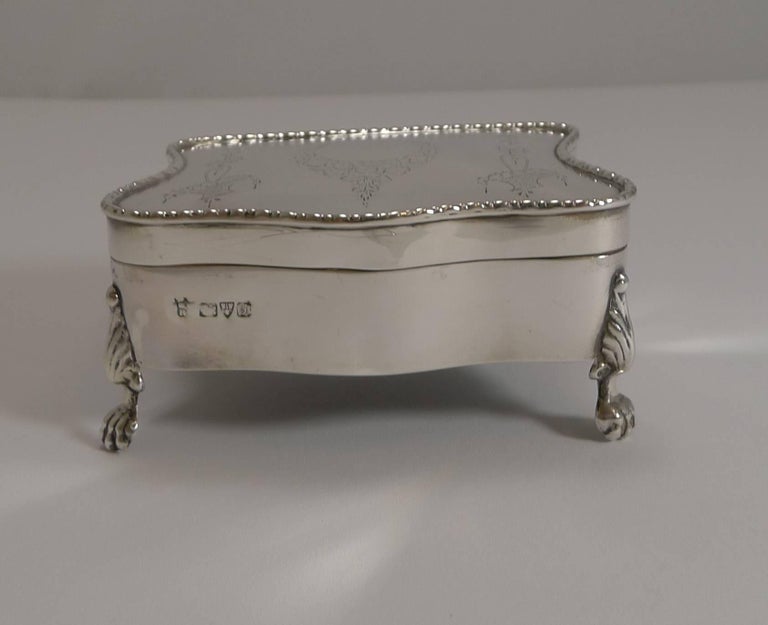 Antique English Sterling Silver Jewelry Box, 1911 at 1stDibs
