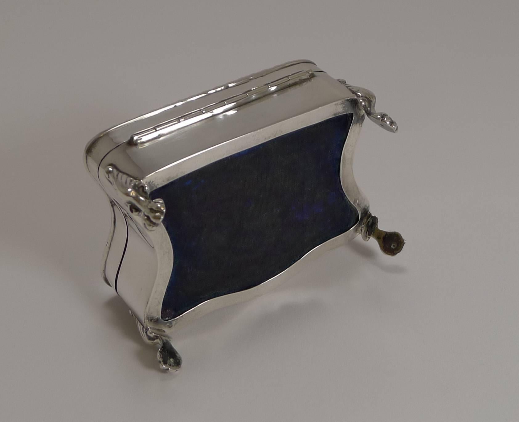 Antique English Sterling Silver Jewelry Box, 1911 1