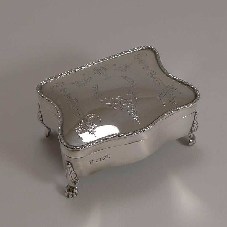 Antique English Sterling Silver Jewelry Box, 1911 at 1stDibs