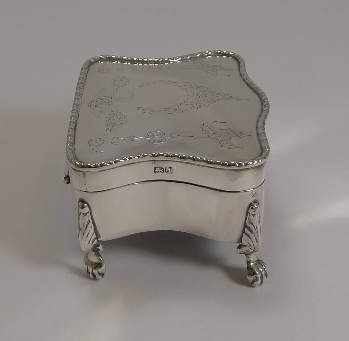 Antique English Sterling Silver Jewelry Box, 1911 4