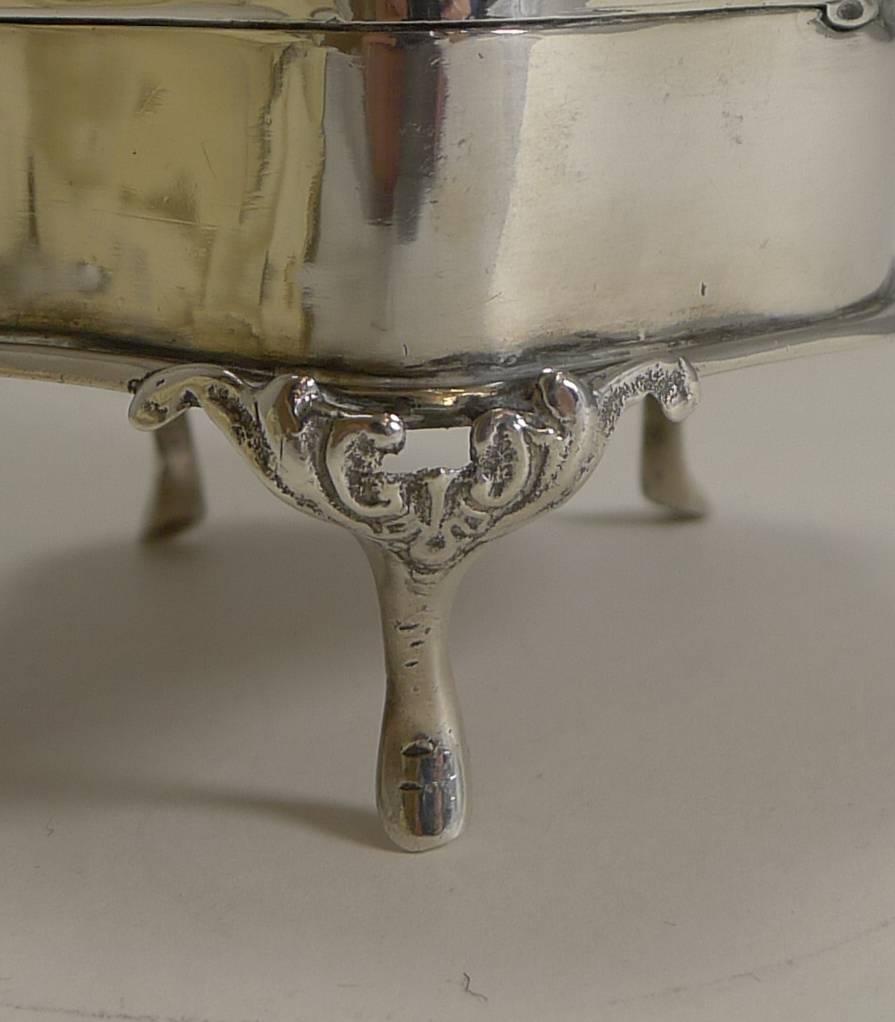 Antique English Sterling Silver Jewelry Box by Walker and Hall 1