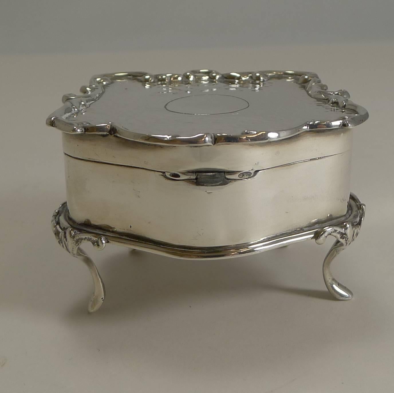 Antique English Sterling Silver Jewelry Box by Walker and Hall 2