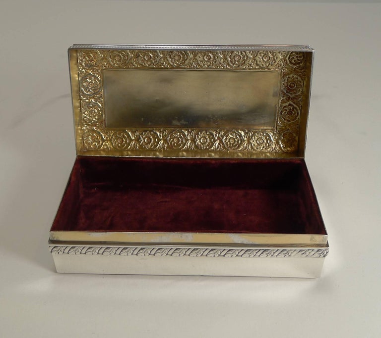 Antique English Sterling Silver Jewelry Box by William Hutton, 1895 at