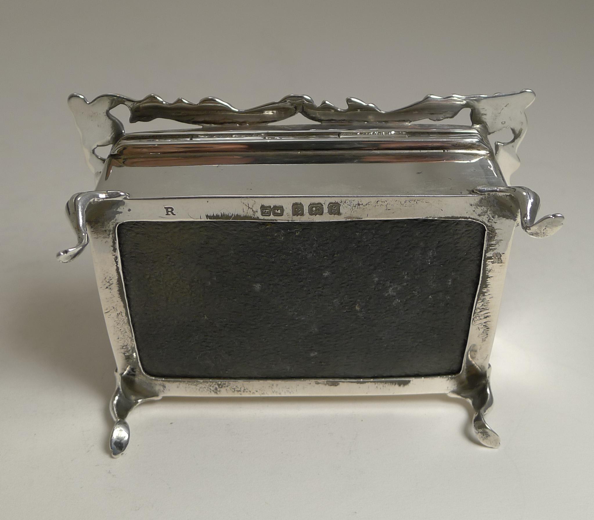 Antique English Sterling Silver Jewelry / Ring Box, 1906 5