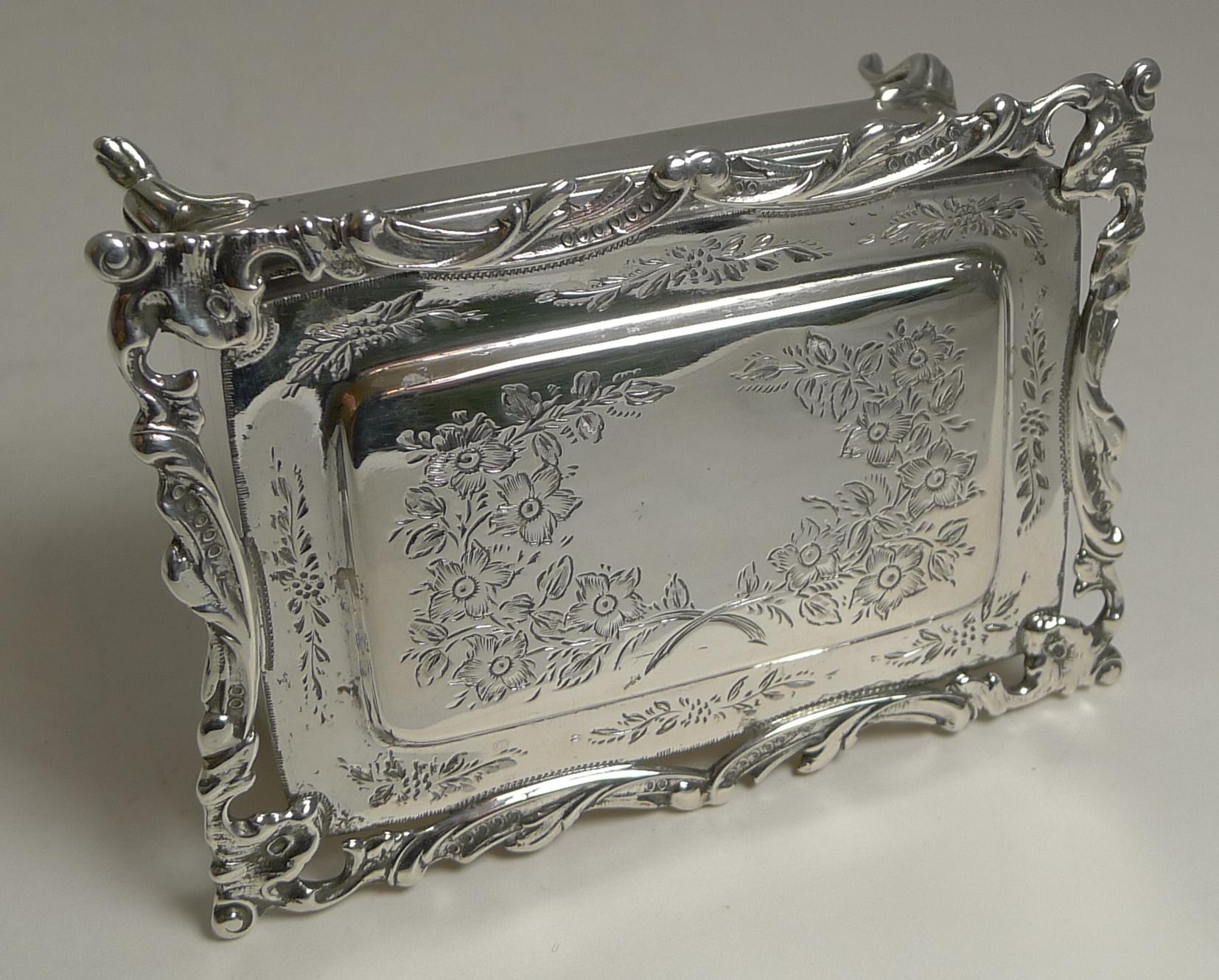 Antique English Sterling Silver Jewelry / Ring Box, 1906 In Good Condition In Bath, GB