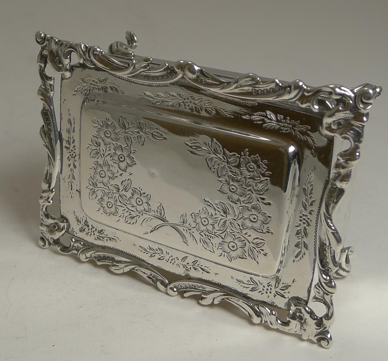 Early 20th Century Antique English Sterling Silver Jewelry / Ring Box, 1906