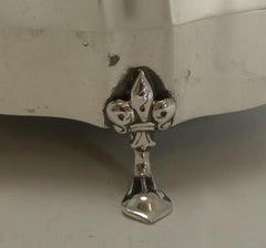 Antique English Sterling Silver Jewelry / Ring Box - Fleur-de-Lys