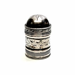 Antique English Sterling Silver John Turner Nutmeg Grater Dome Lid