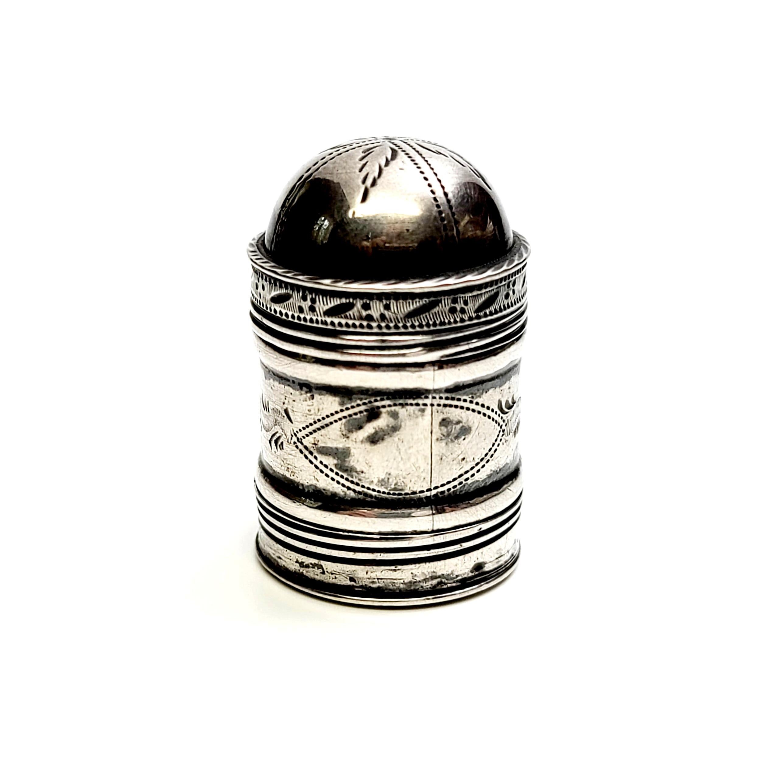 Antique English Sterling Silver John Turner Nutmeg Grater Dome Lid In Good Condition In Washington Depot, CT
