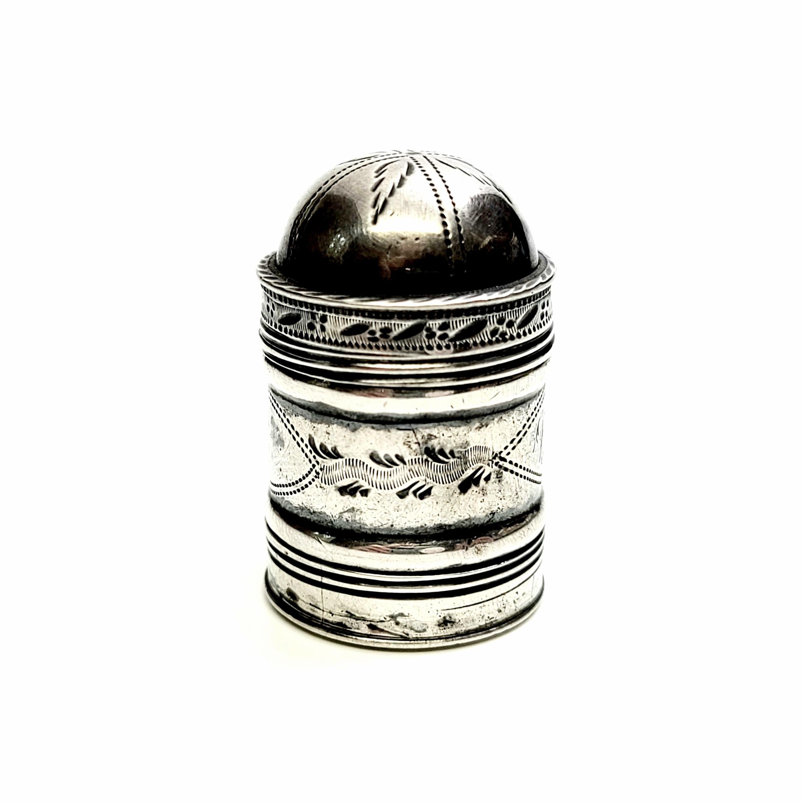 Late 18th Century Antique English Sterling Silver John Turner Nutmeg Grater Dome Lid