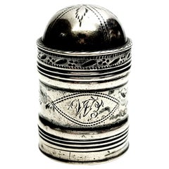 Antique English Sterling Silver John Turner Nutmeg Grater Dome Lid