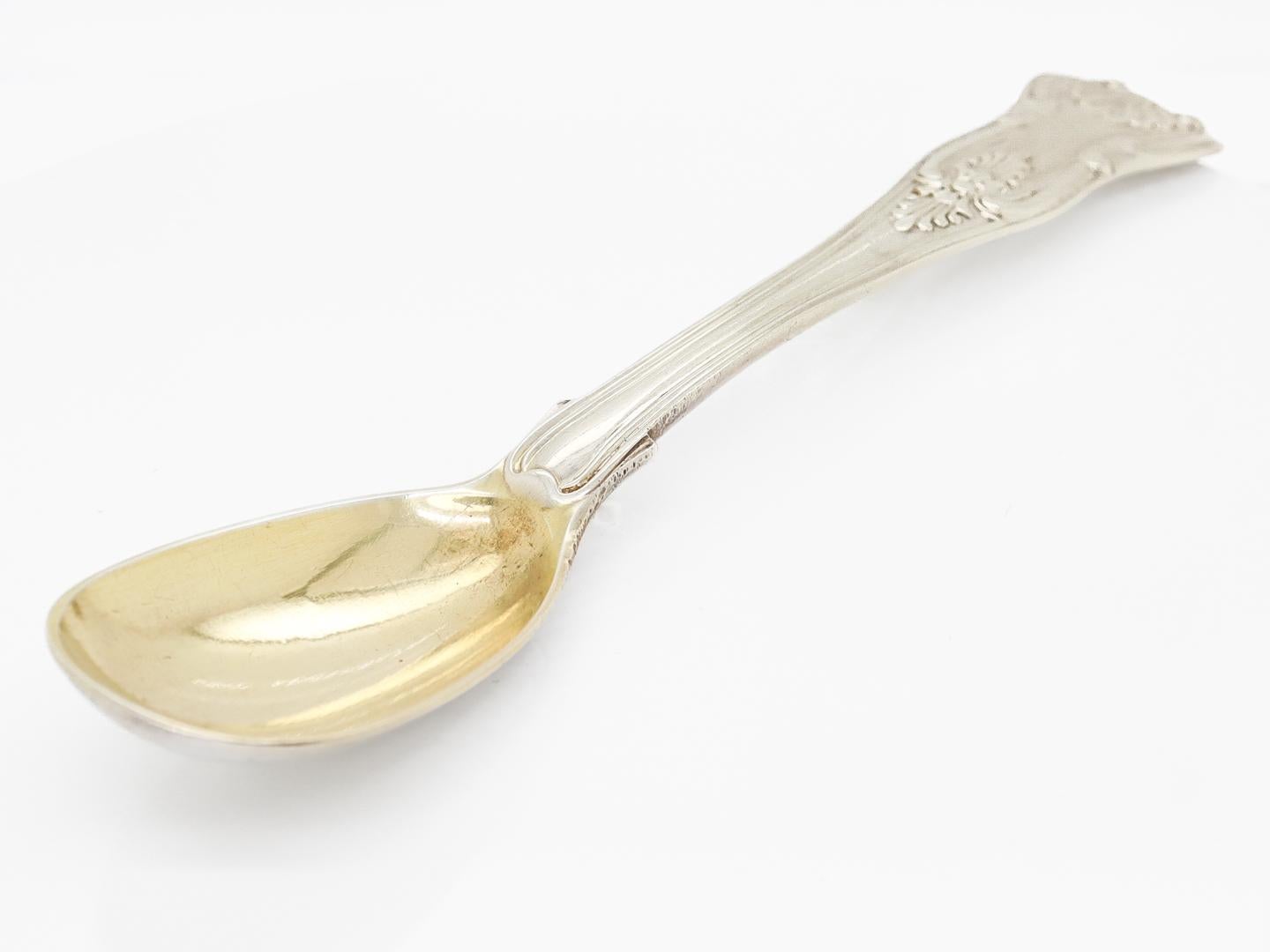 Georgian Antique English Sterling Silver Kings Mustard Spoon by William Chawner II For Sale