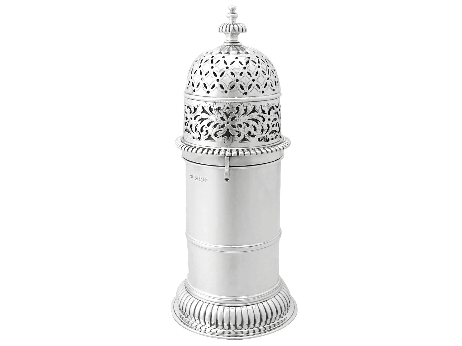 Georgian Antique English Sterling Silver Lighthouse Style Sugar Caster For Sale