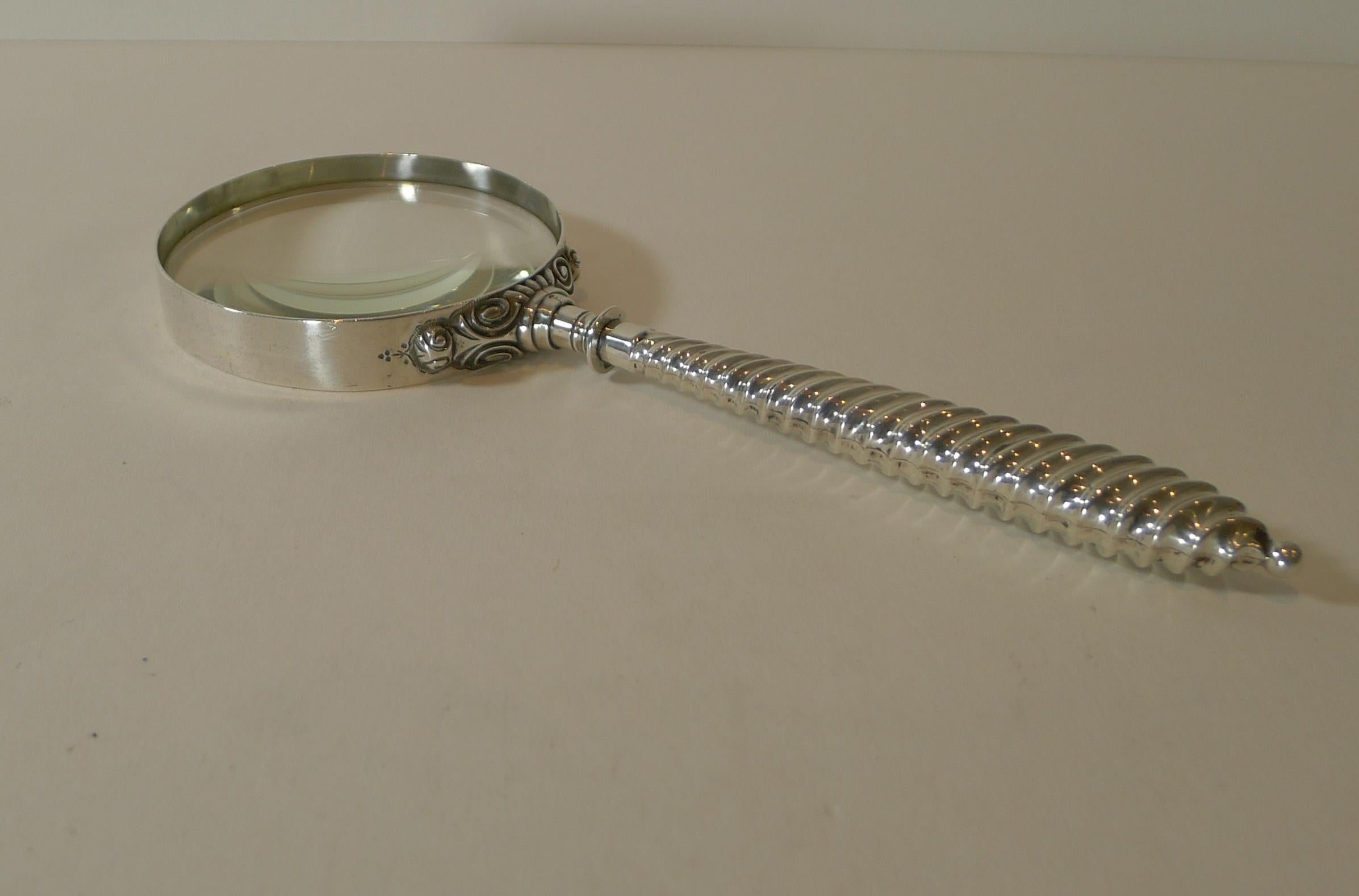 Antique English Sterling Silver Magnifying Glass, 1888 1