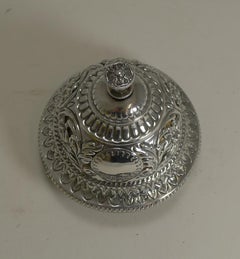 Antique English Sterling Silver Mechanical Table Bell, 1889