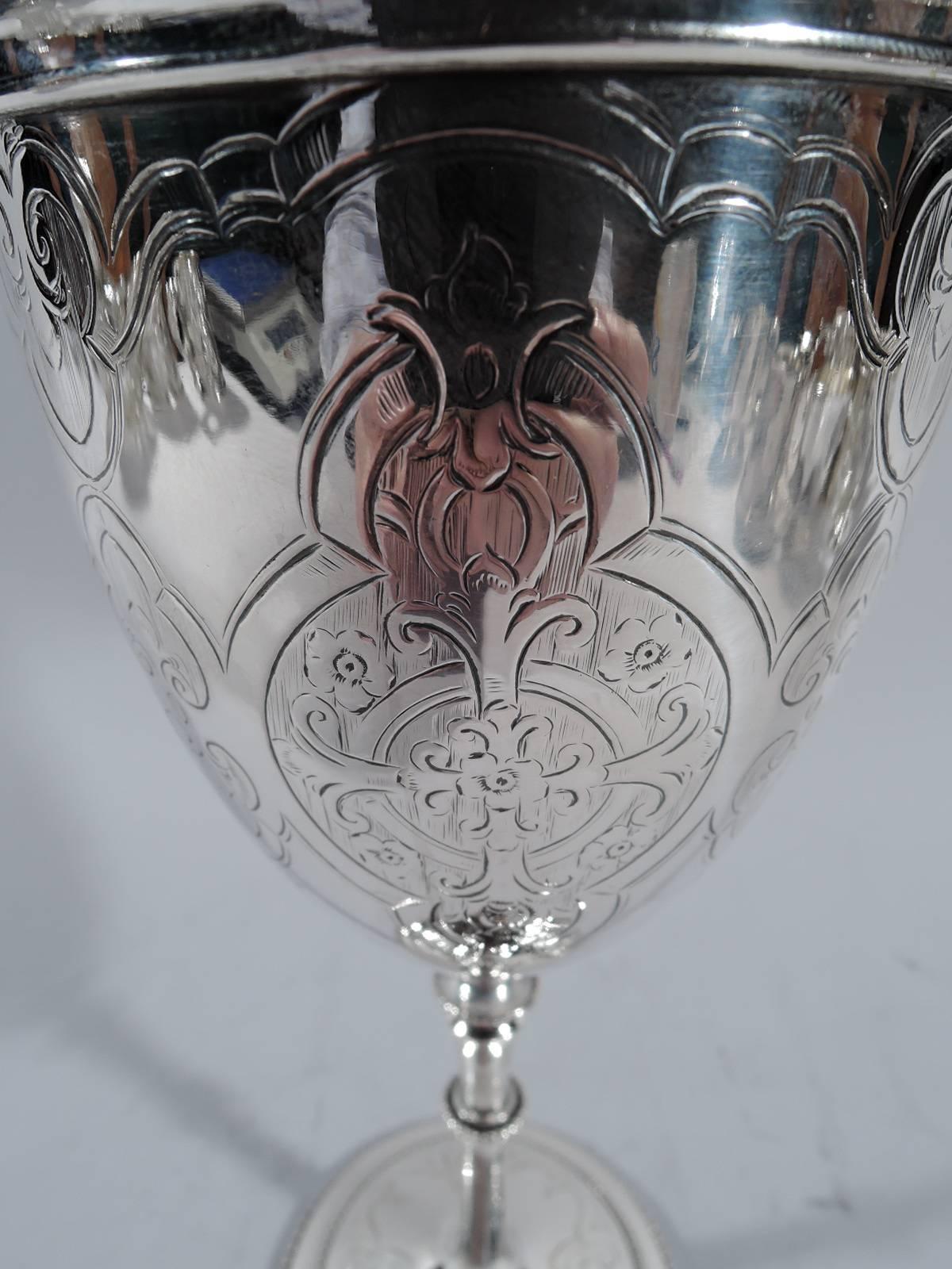 Gothic Revival Antique English Sterling Silver Modern Gothic Goblet