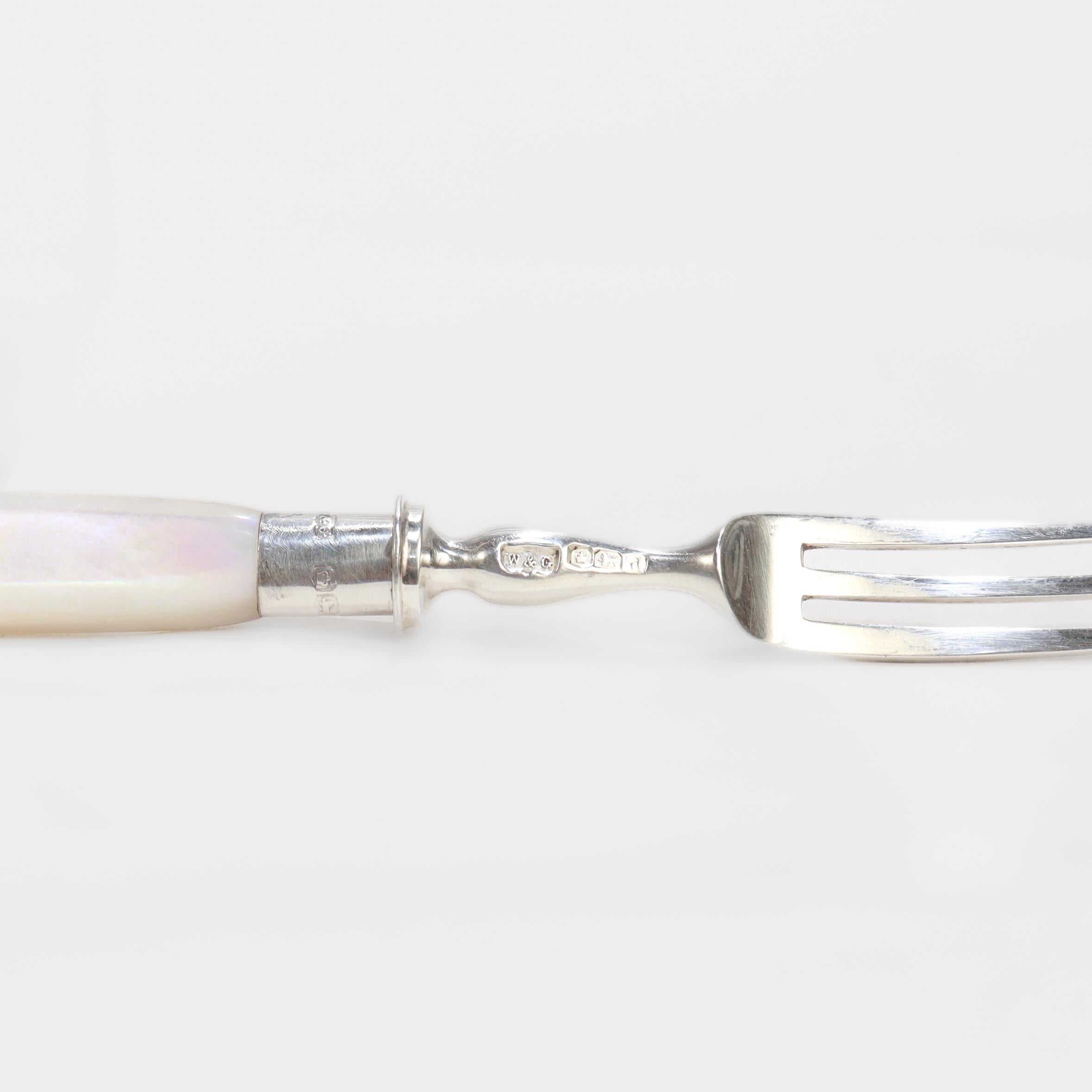Antique English Sterling Silver & Mother-of-Pearl Cased 24-Piece Dessert Service For Sale 5