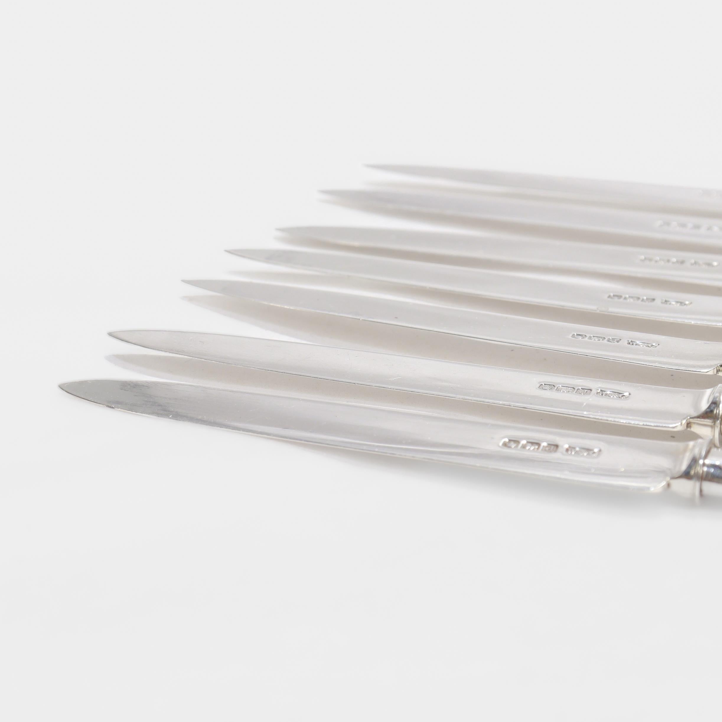 Antique English Sterling Silver & Mother-of-Pearl Cased 24-Piece Dessert Service For Sale 13
