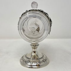 Antique English Sterling Silver Mounted Crystal Whiskey Barrel Decanter Ca. 1900