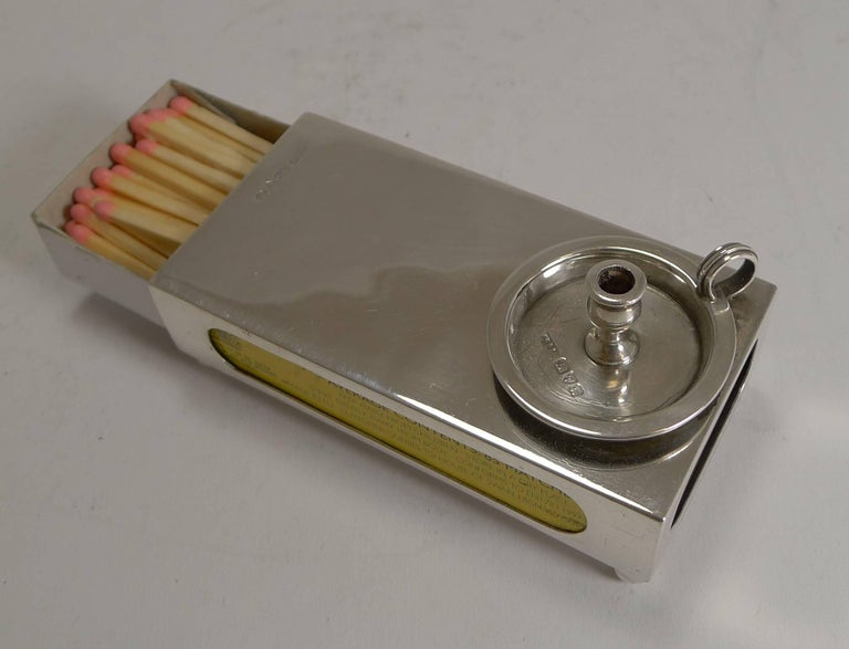Antique English Sterling Silver Novelty Matchbox Cover / GoToBed
