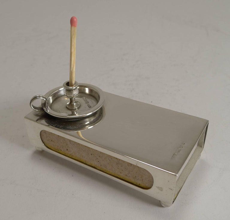 Antique English Sterling Silver Novelty Matchbox Cover / GoToBed