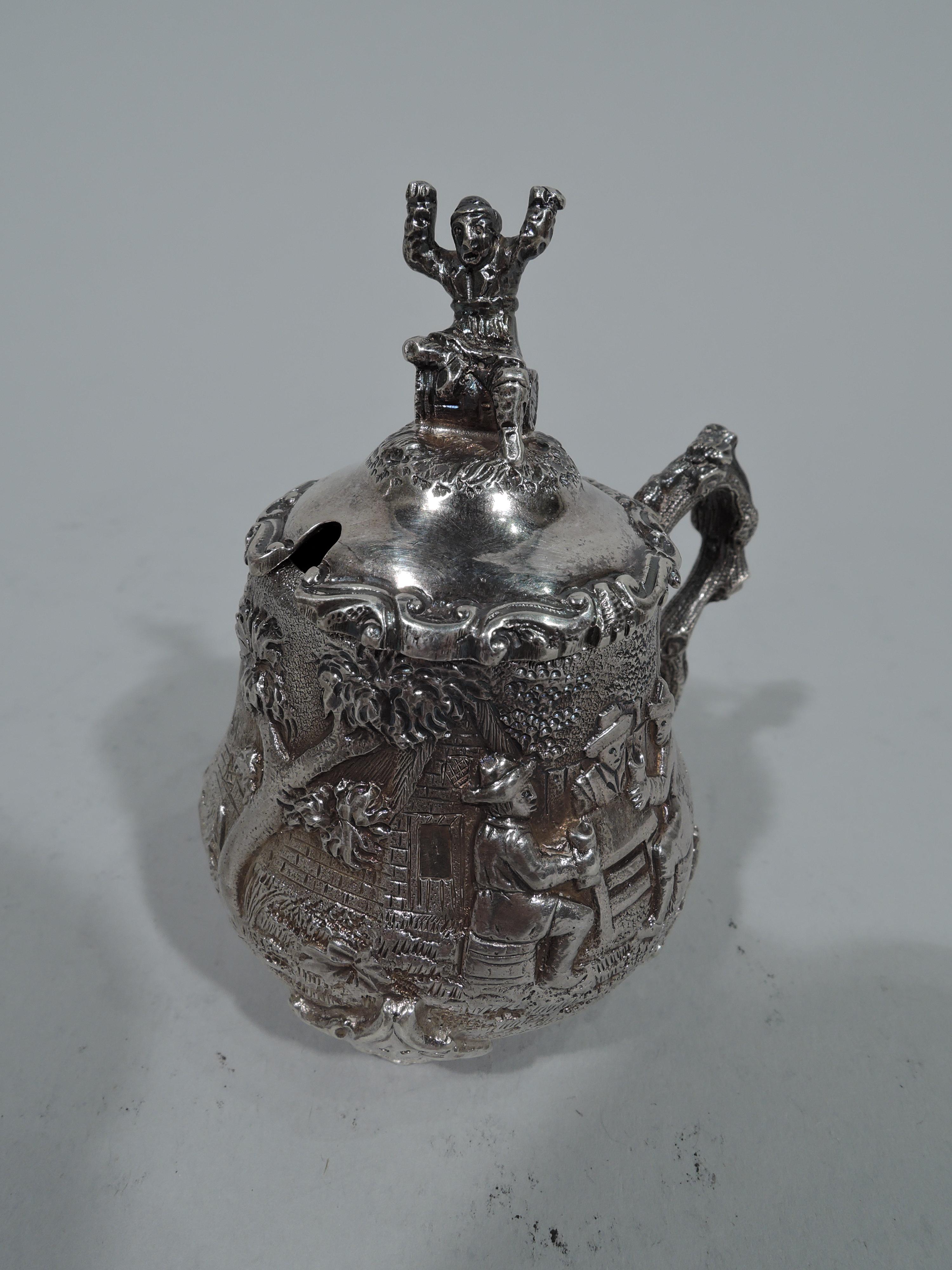 Antique English Sterling Silver Pastoral Condiment Set by George Fox 1
