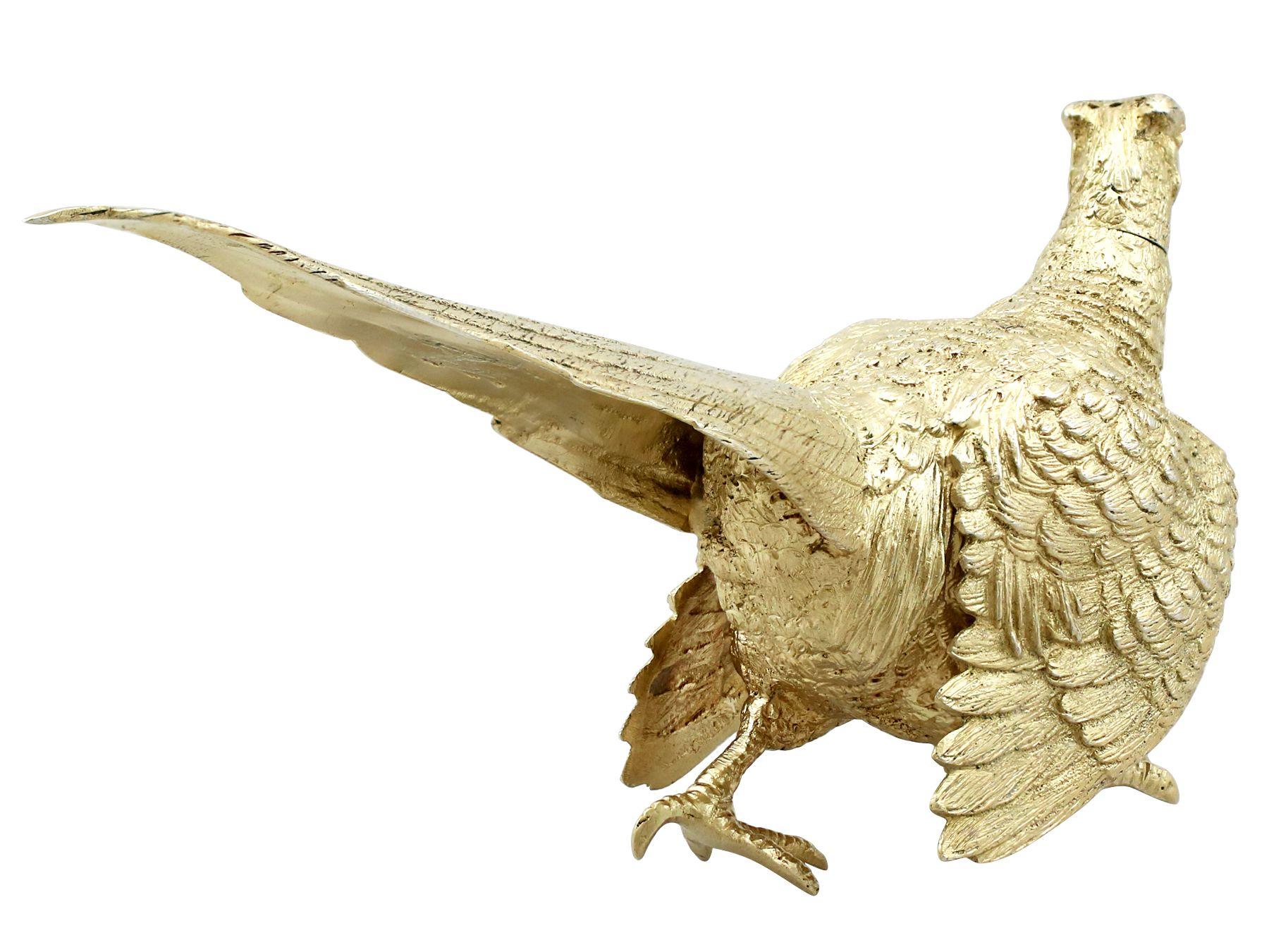 Antique English Sterling Silver Pheasant Pepperette For Sale 2