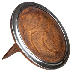 Antique English Sterling Silver Picture Frame W Oak Easel 
Backing