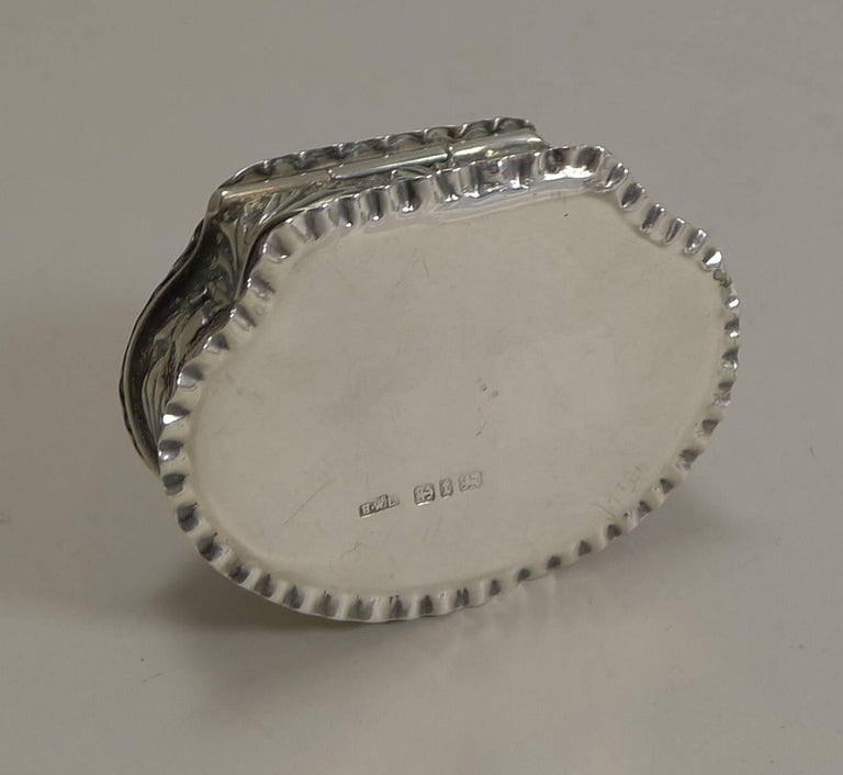 Antique English Sterling Silver Pill Box, 1893 at 1stDibs