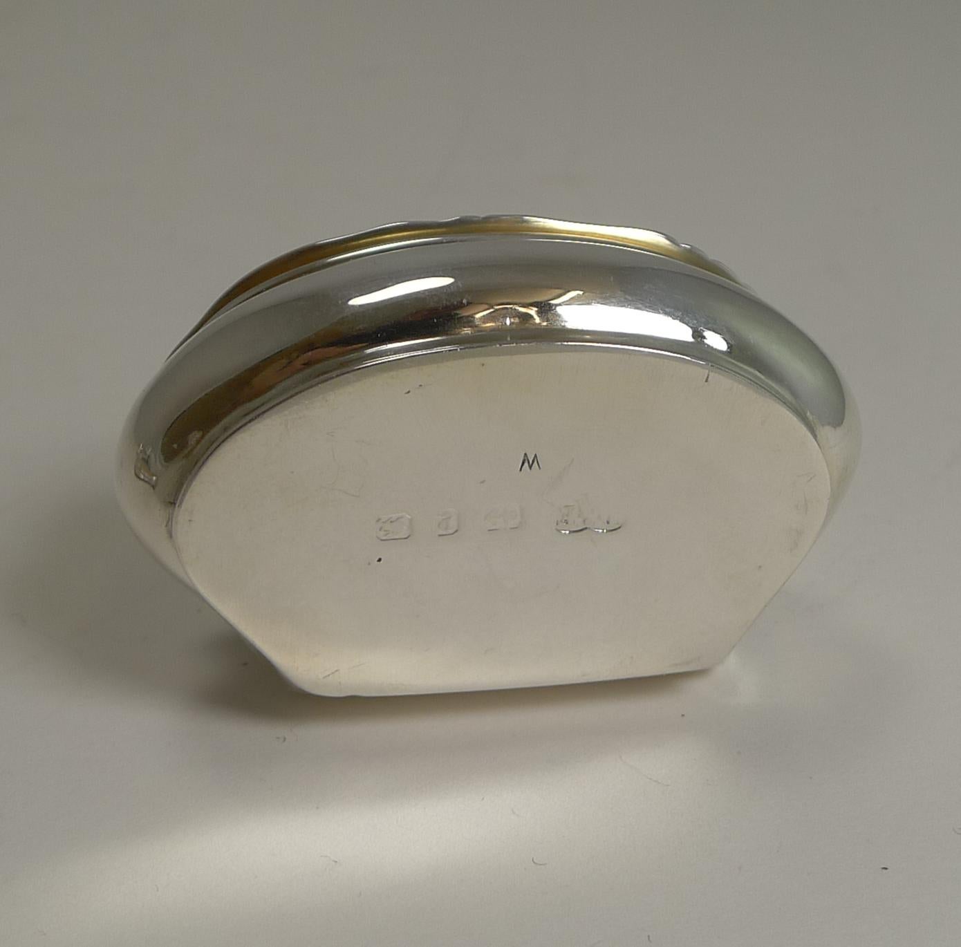 Late Victorian Antique English Sterling Silver Pill Box, 1898