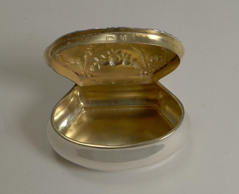 Antique English Sterling Silver Pill Box, 1898 at 1stDibs
