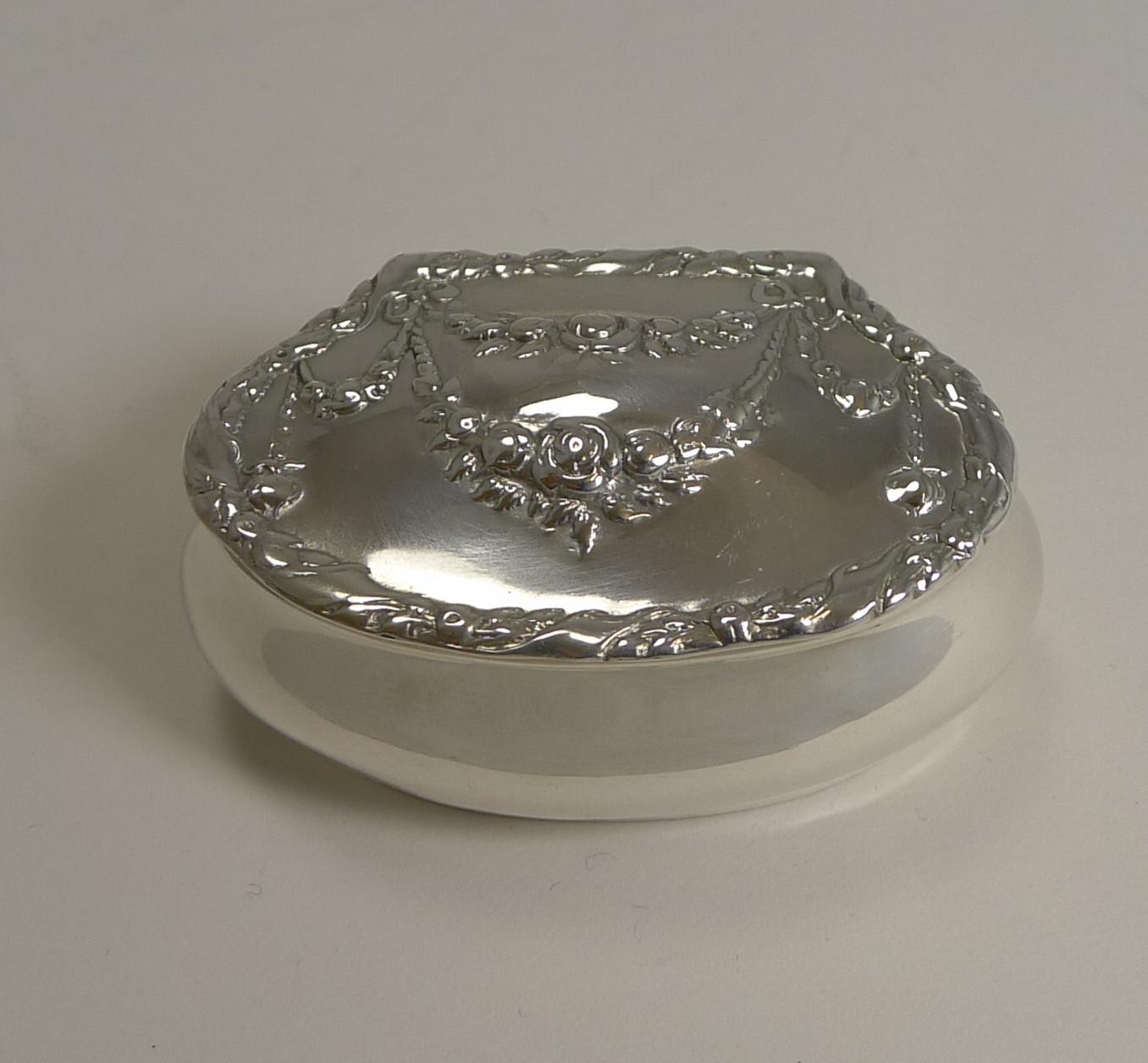 Antique English Sterling Silver Pill Box, 1898 1