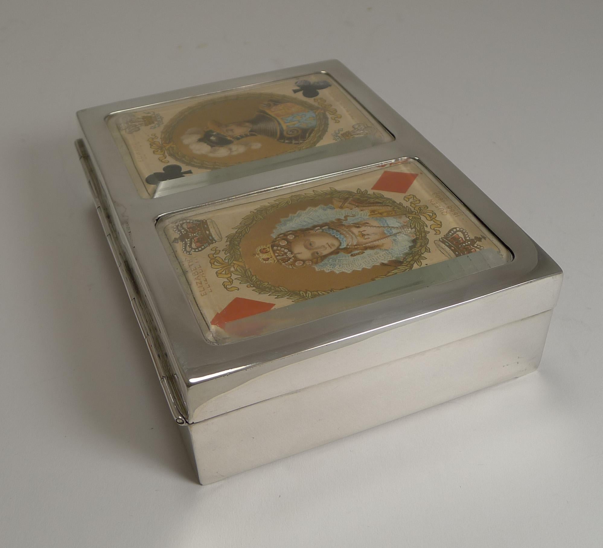 Antike englische Spielkartenschachtel aus Sterlingsilber, 1899 (Spätes 19. Jahrhundert) im Angebot